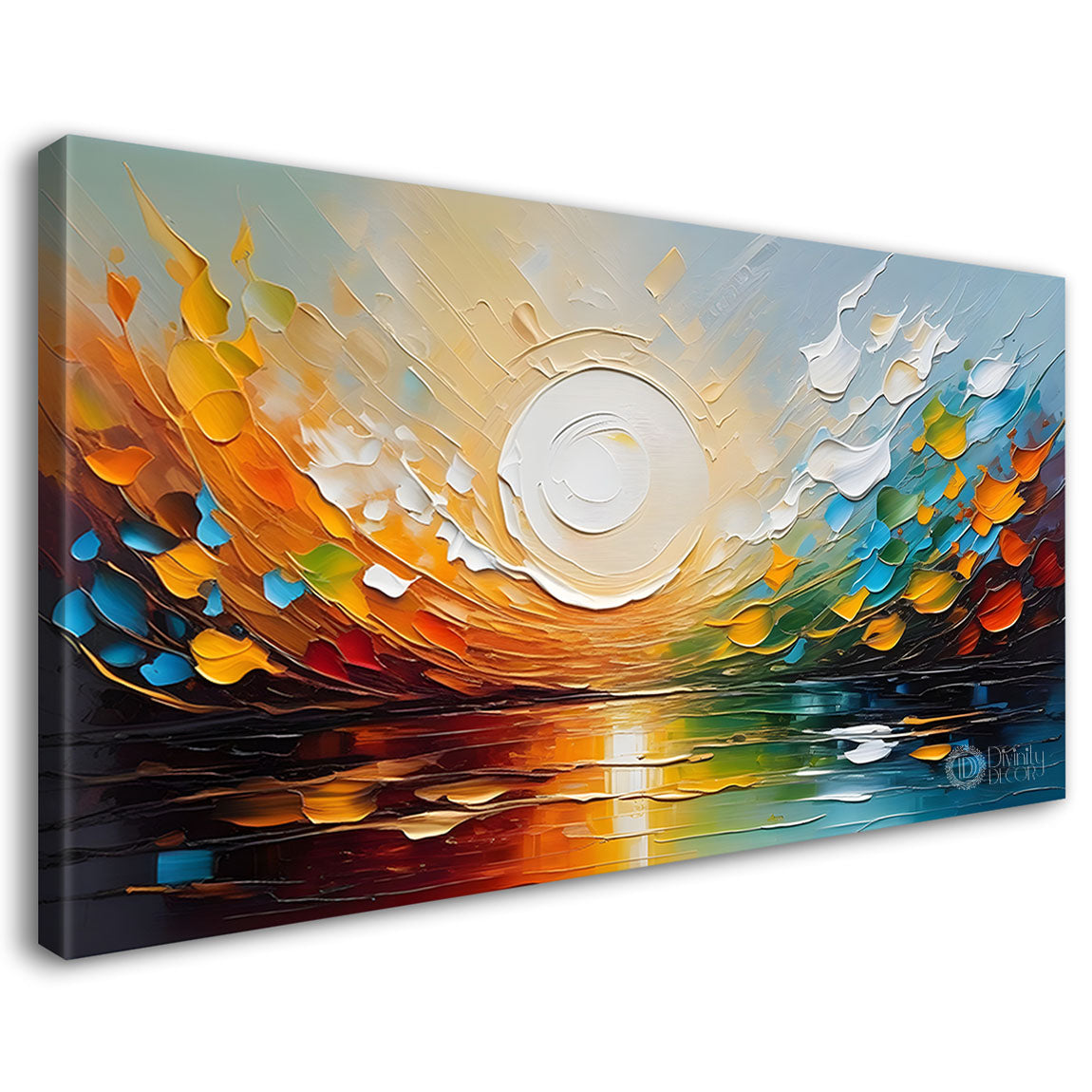 Sunset view in textured painting Canvas Painting - Nature Art -336