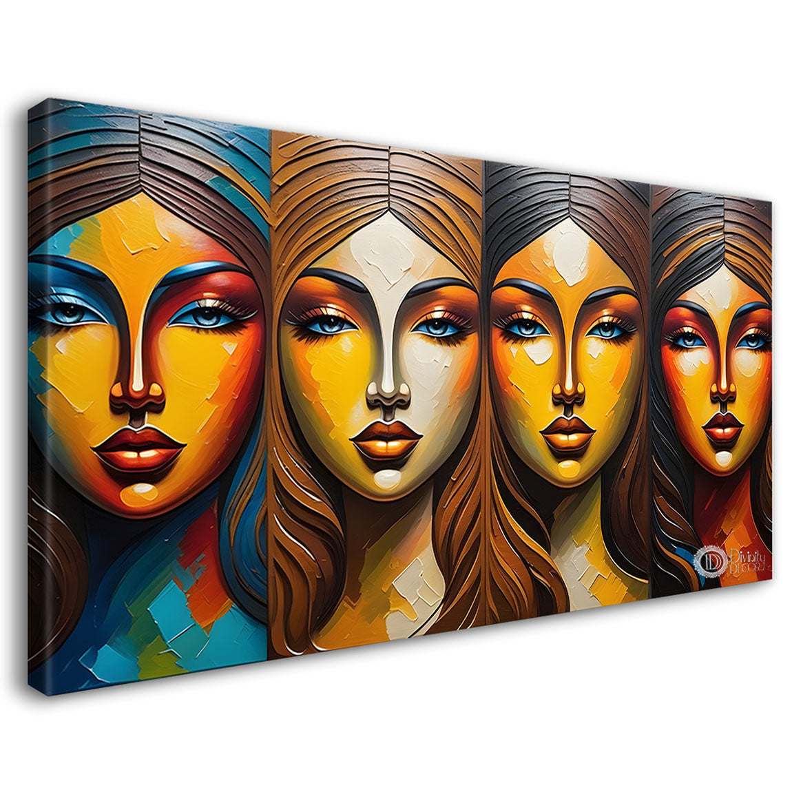 Multiple faces in textured modern art Canvas Painting - Design - Modern-L-336