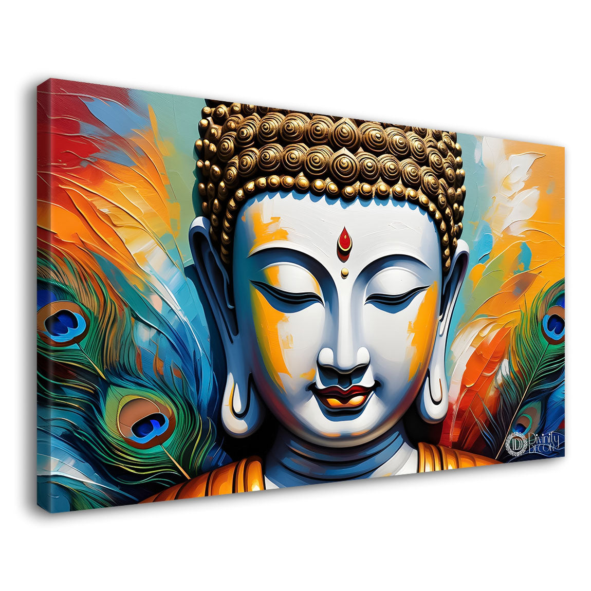 Buddha with colorful background textured painting Canvas Wall Painting - Buddha-338
