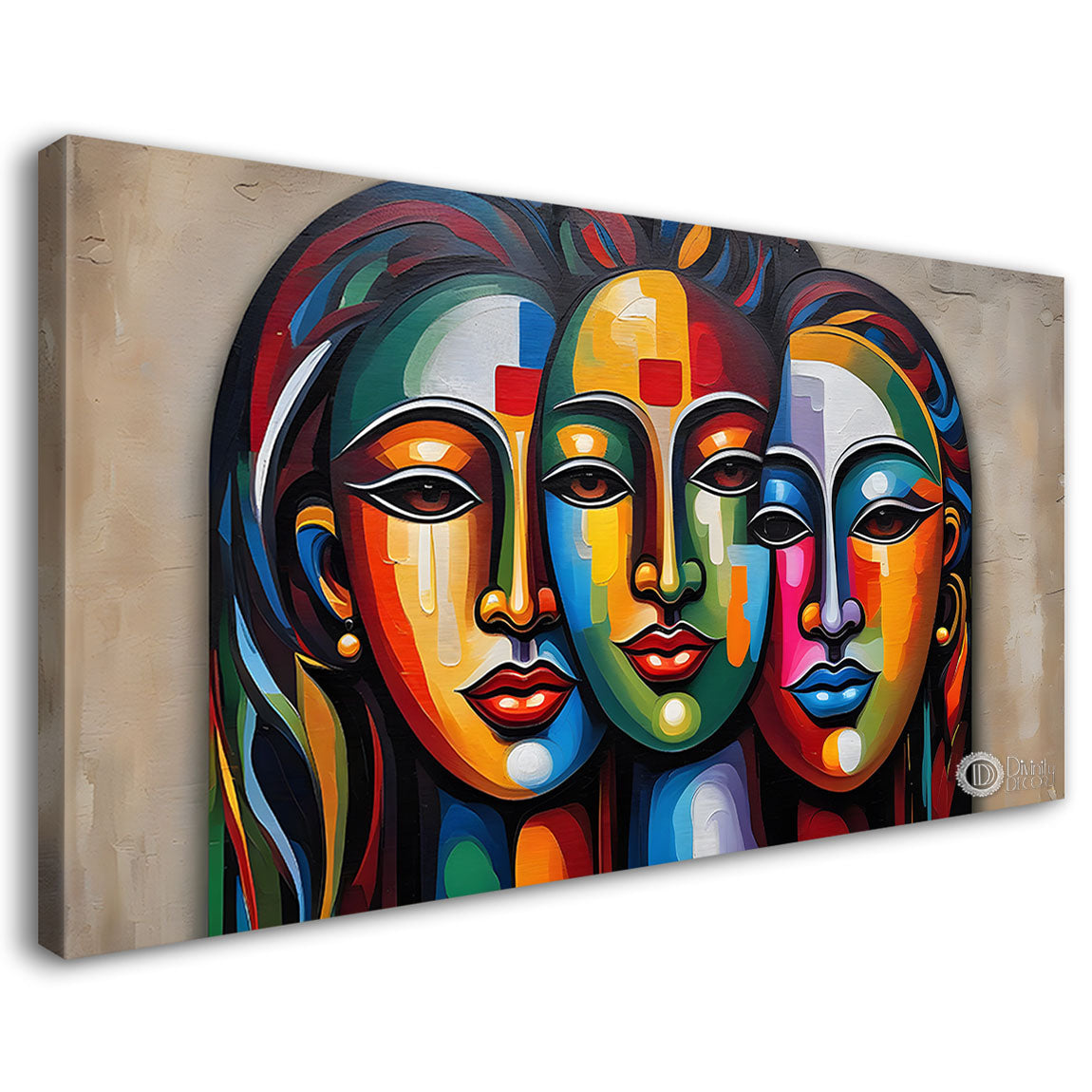 Multiple faces in textured modern art Canvas Painting - Design - Modern-L-338