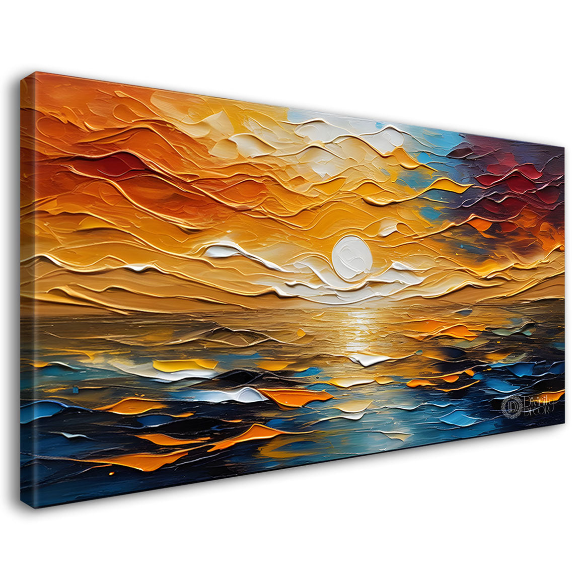 Sunset view in textured painting Canvas Painting - Nature Art -338