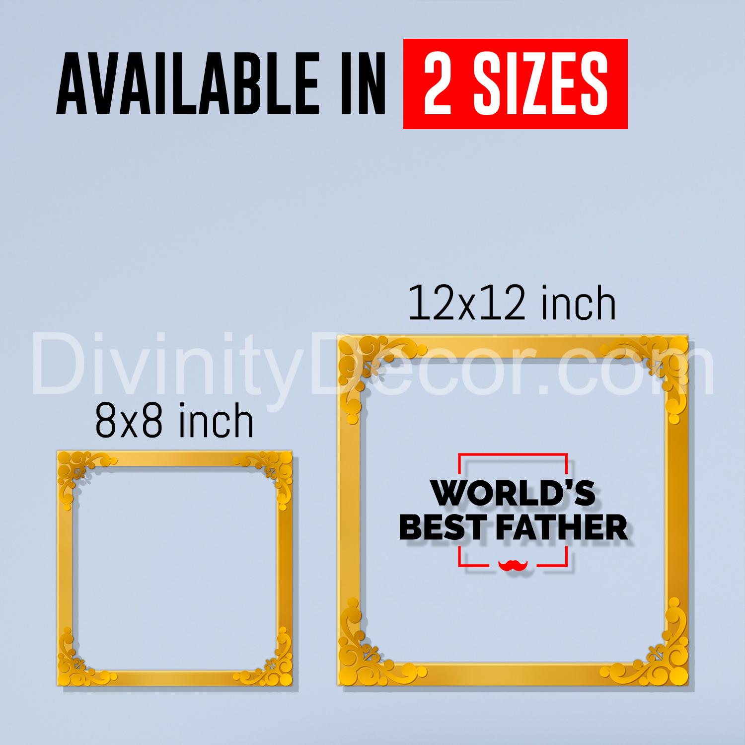 World's best father Golden Plaque for Gifting, Wall Décor Clear UV print with Golden Border-339
