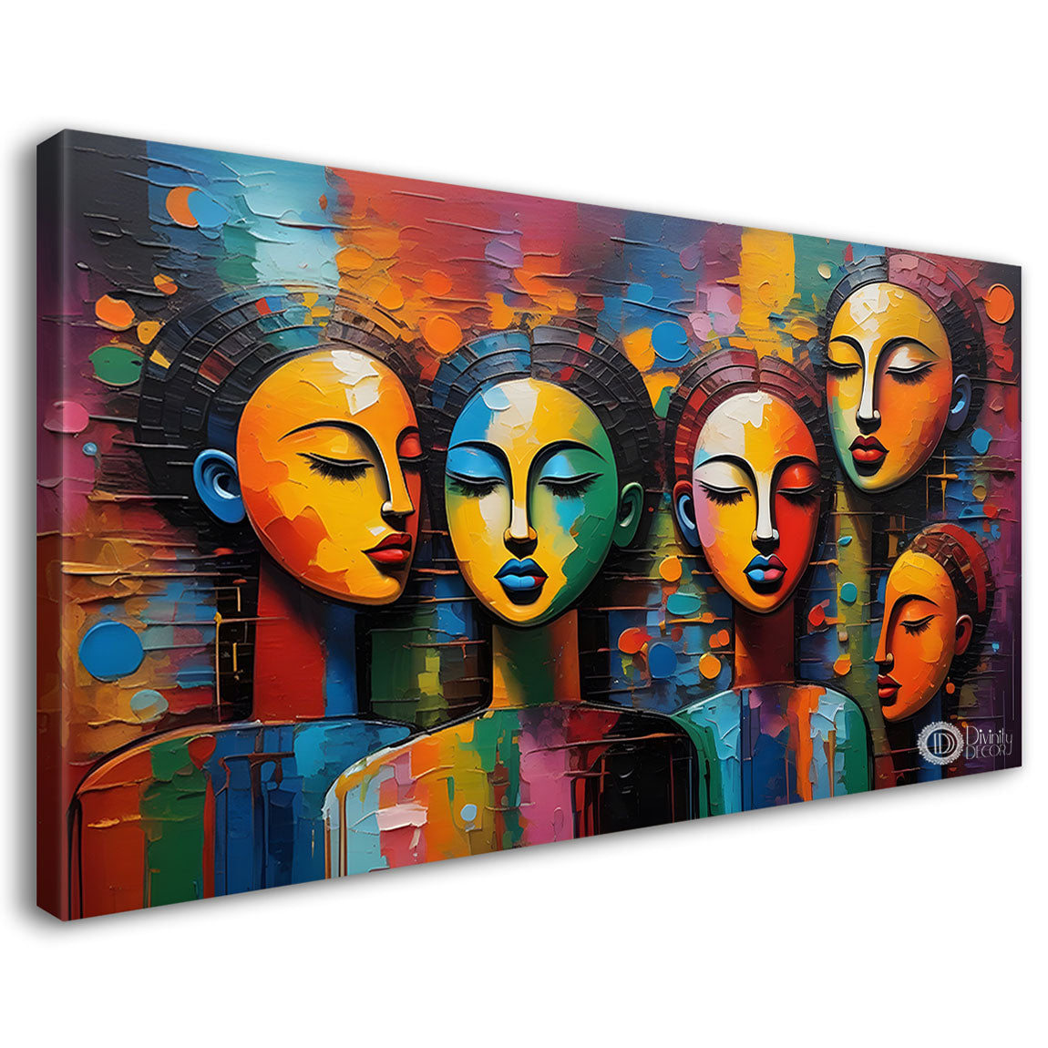 Multiple faces in textured modern art Canvas Painting - Design - Modern-L-340