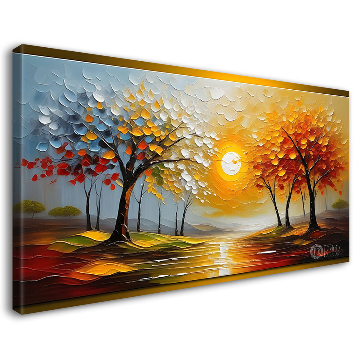 Trees and sun painting Canvas Painting - Nature Art -341