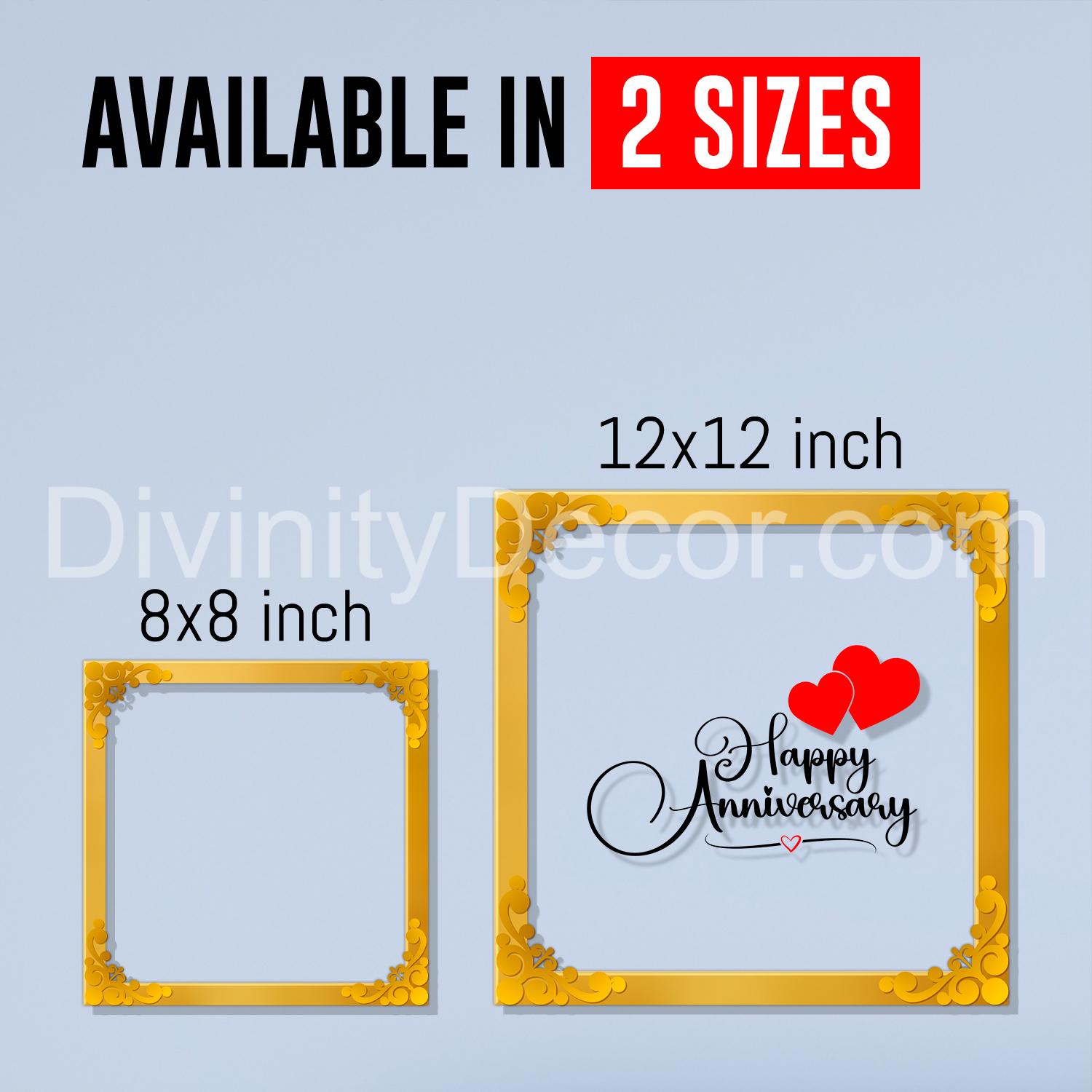 Happy anniversary Golden Plaque for Gifting, Wall Décor Clear UV print with Golden Border-344