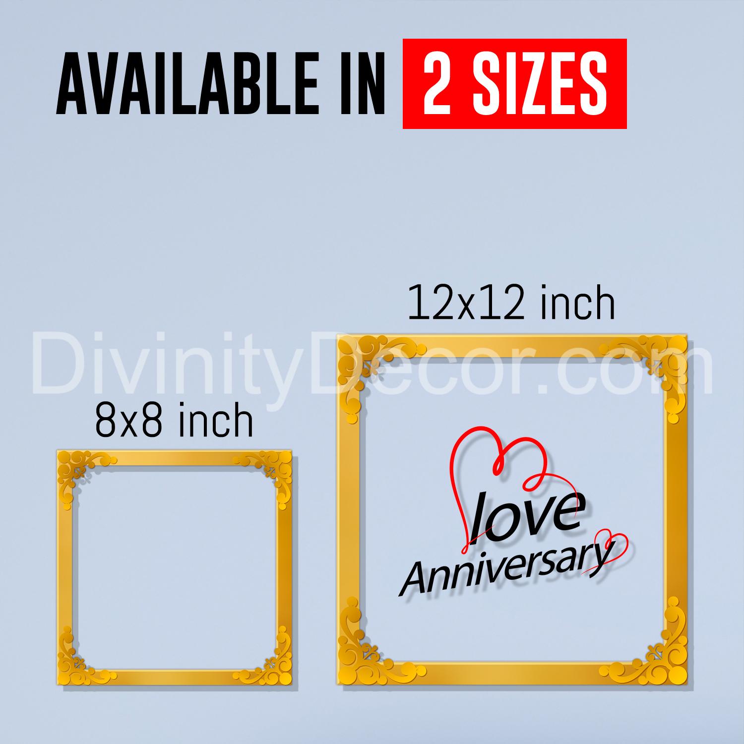 Love anniversary Golden Plaque for Gifting, Wall Décor Clear UV print with Golden Border-345