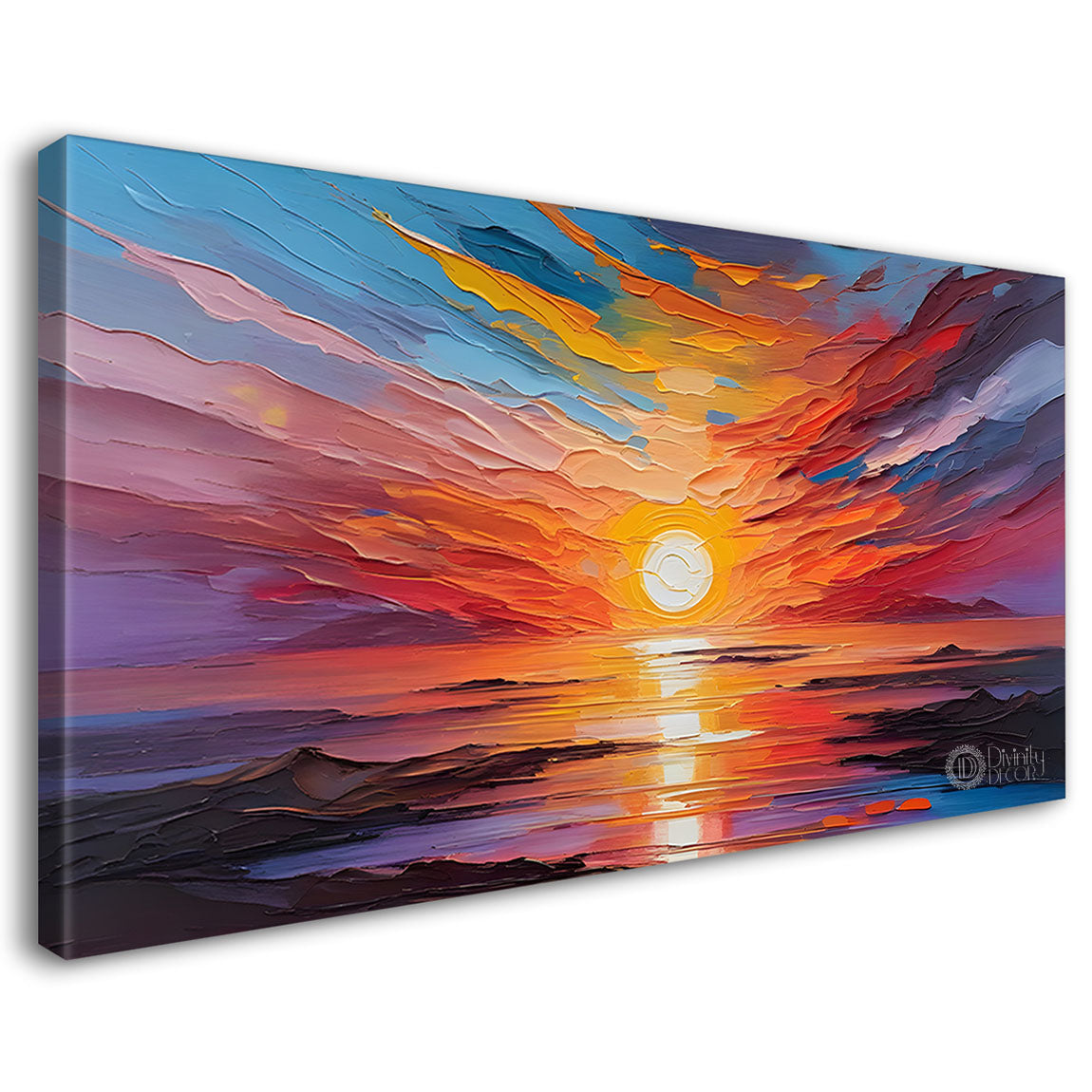 Sunrise view textured painting Canvas Painting - Nature Art -345