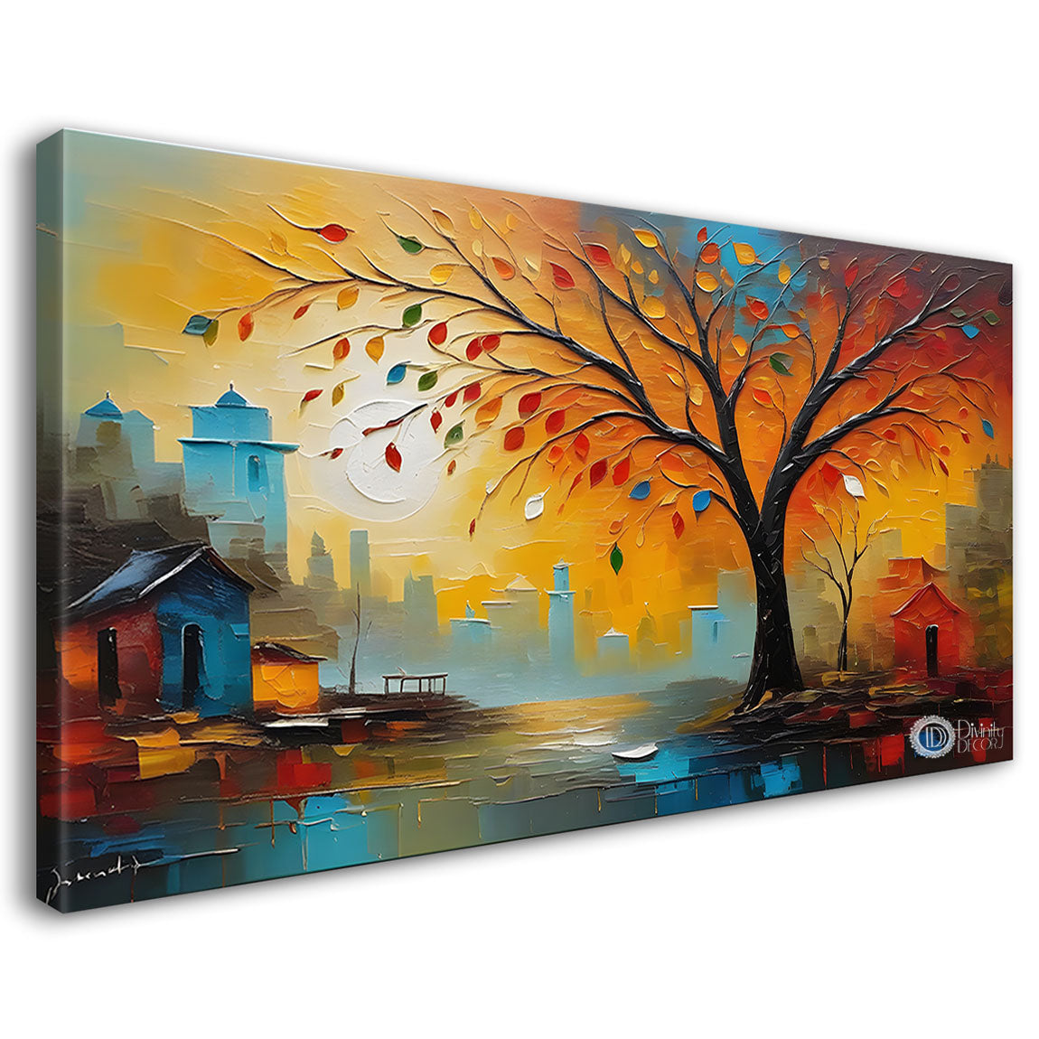 Tree in textured modern art Canvas Painting - Design - Modern-L-345