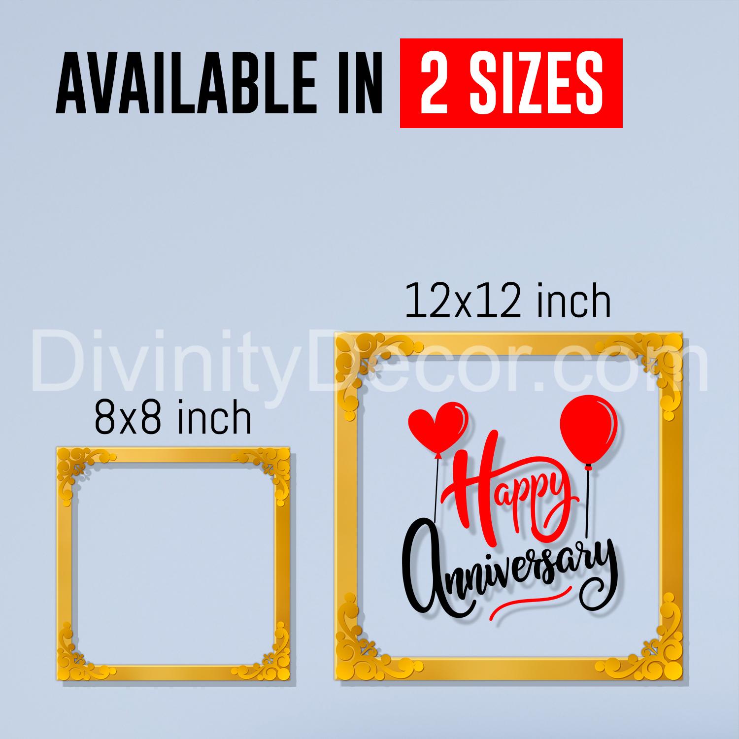 Happy anniversary Golden Plaque for Gifting, Wall Décor Clear UV print with Golden Border-346