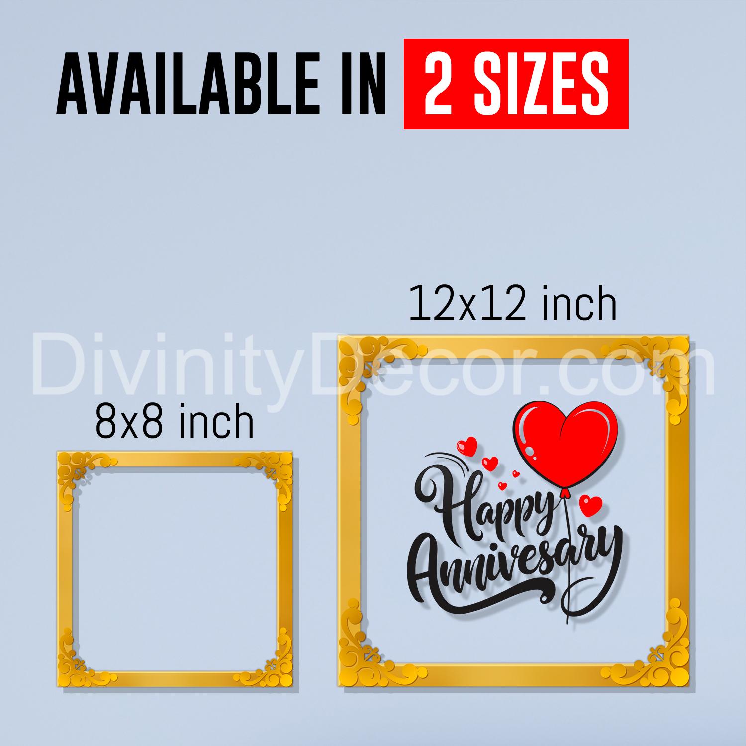 Happy anniversary Golden Plaque for Gifting, Wall Décor Clear UV print with Golden Border-347