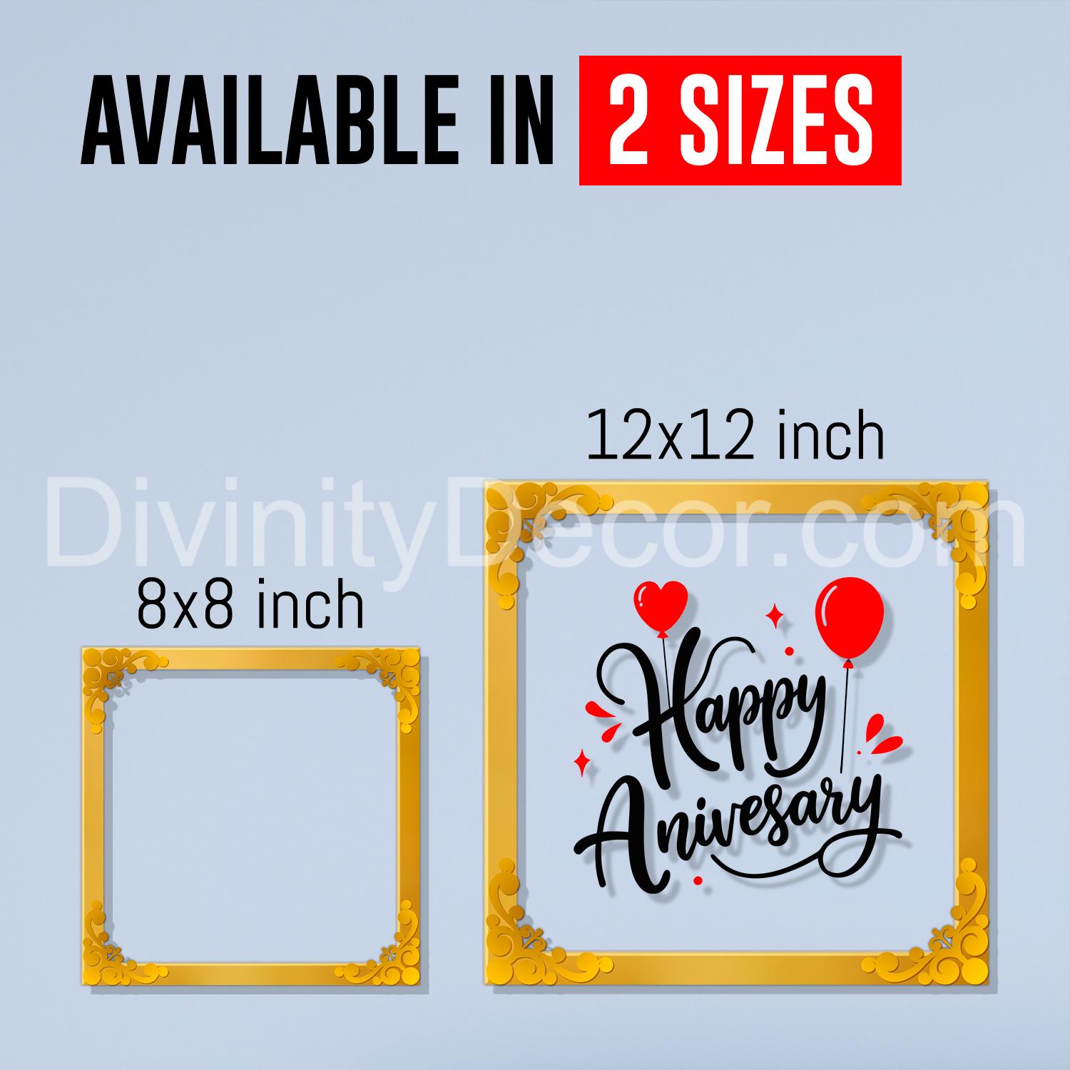 Happy anniversary Golden Plaque for Gifting, Wall Décor Clear UV print with Golden Border-349