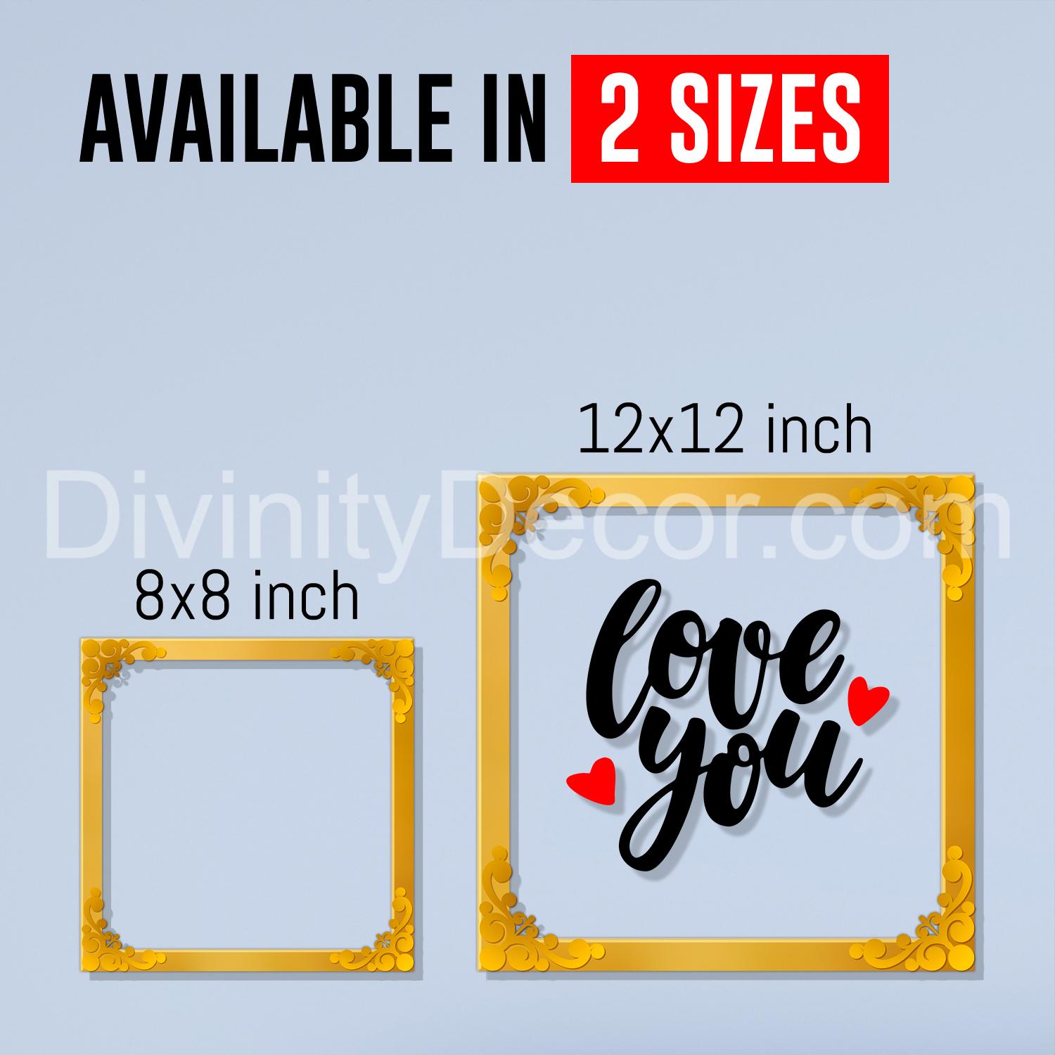 Love you Golden Plaque for Gifting, Wall Decor Clear UV print with Golden Border-34