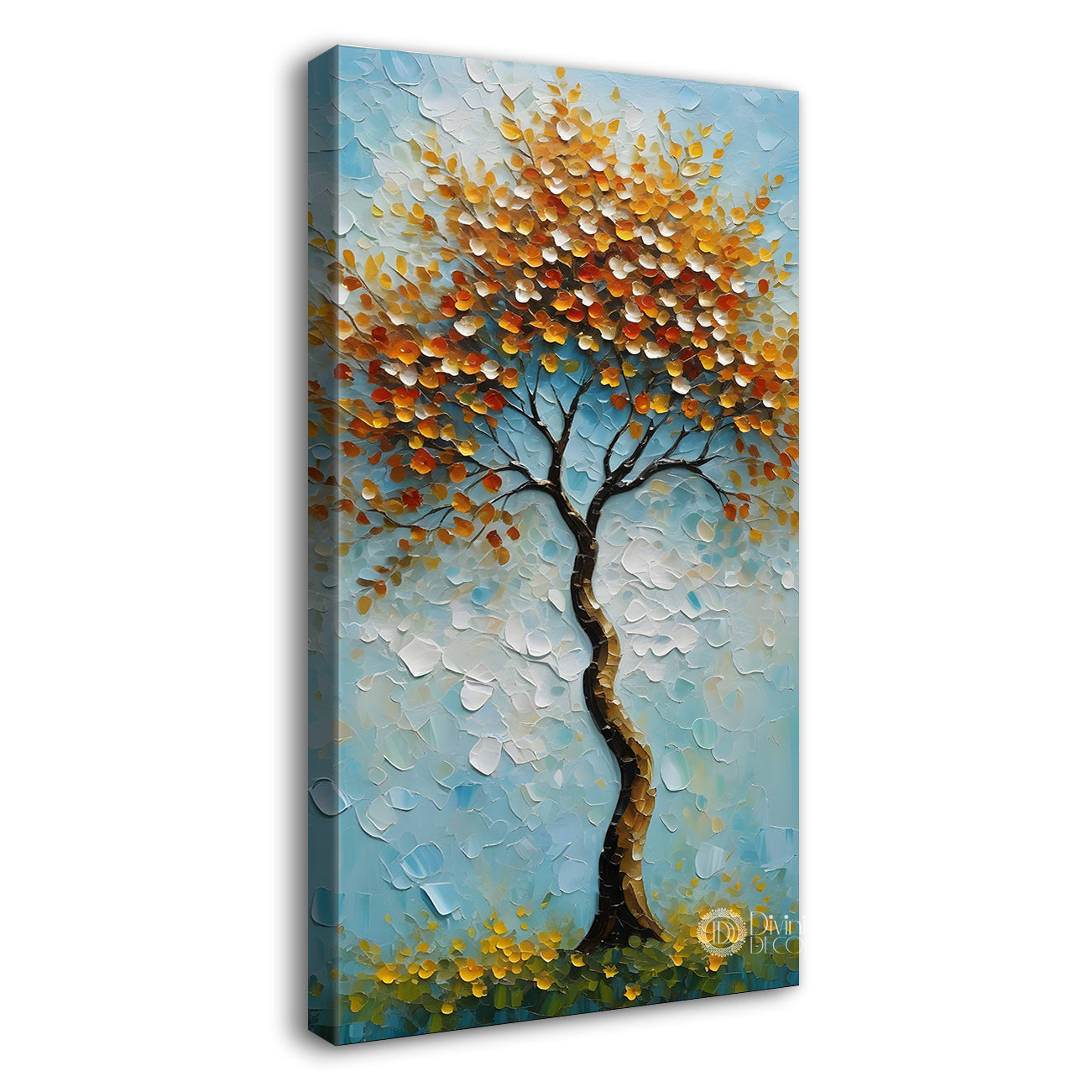 Orange tree in textured modern art Canvas painting - Tree-V-34