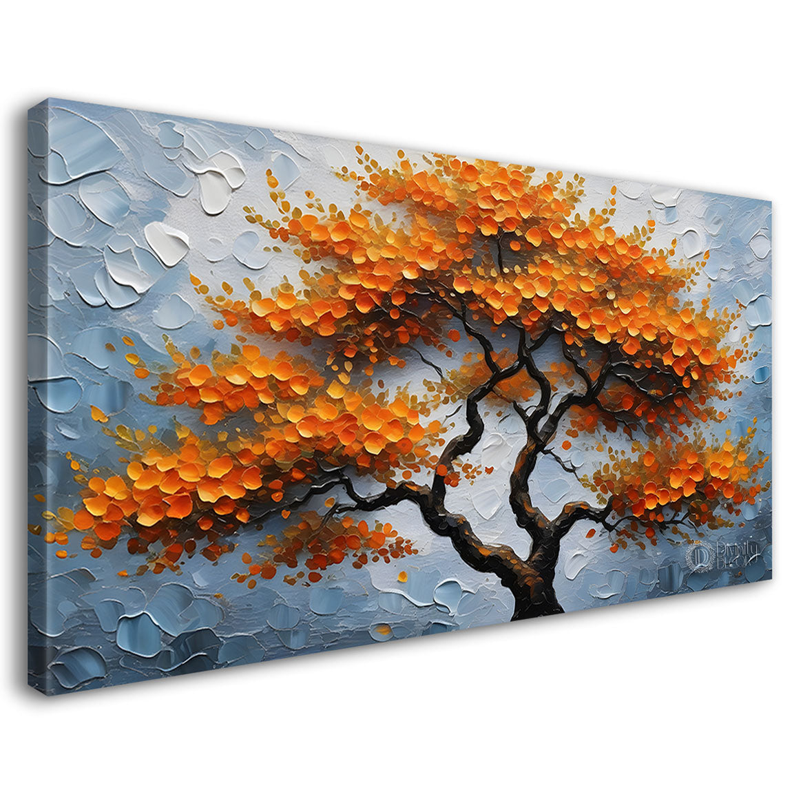 Orange tree in textured modern art Canvas Painting - Design - Tree-34