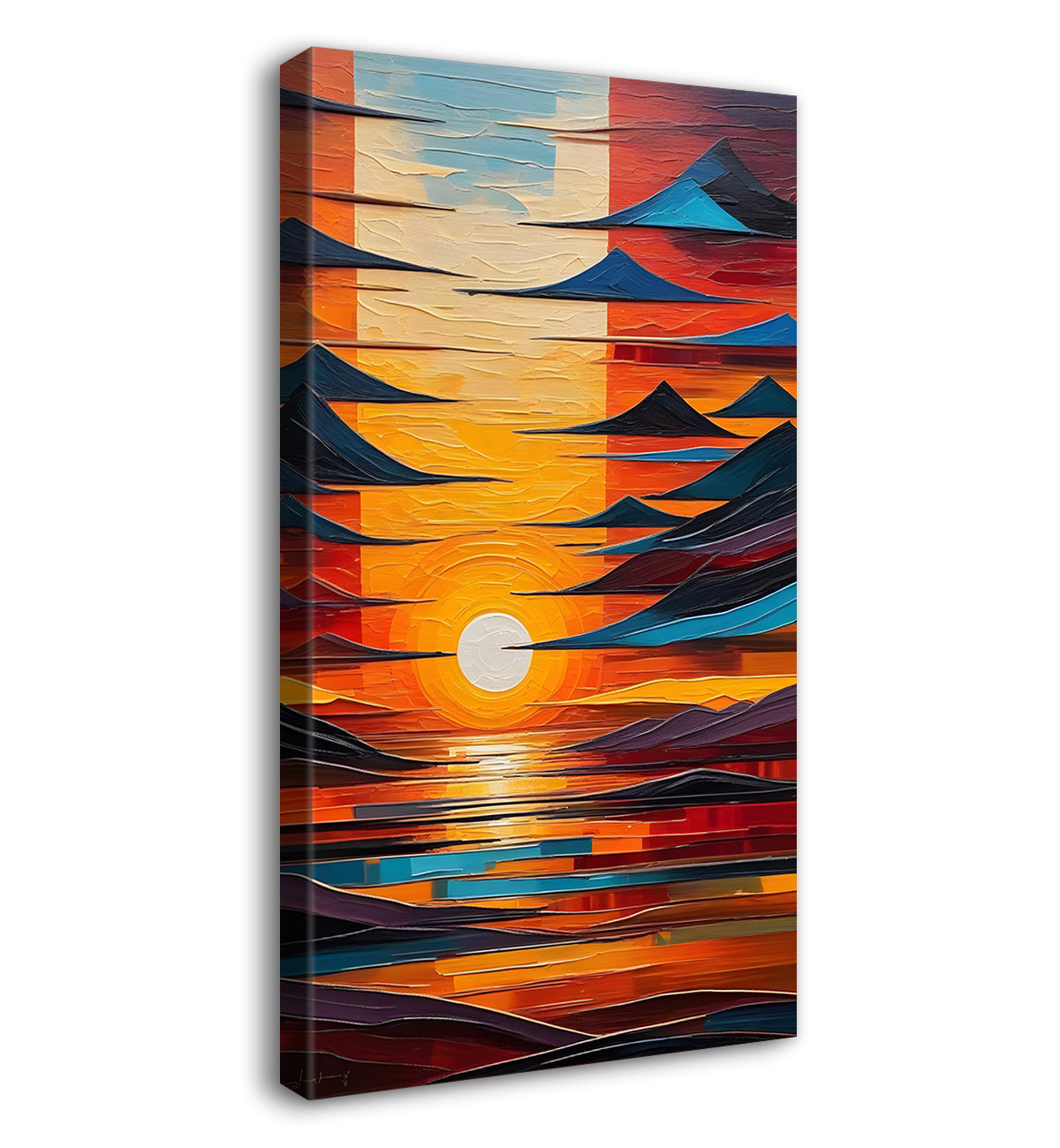 Sunset with colourful background modern art painting Canvas Painting - Design - Modern-V-34