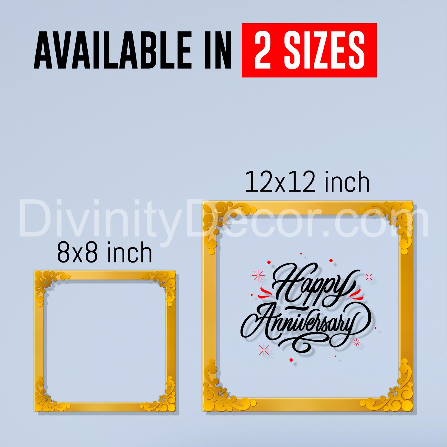 Happy anniversary Golden Plaque for Gifting, Wall Décor Clear UV print with Golden Border-350