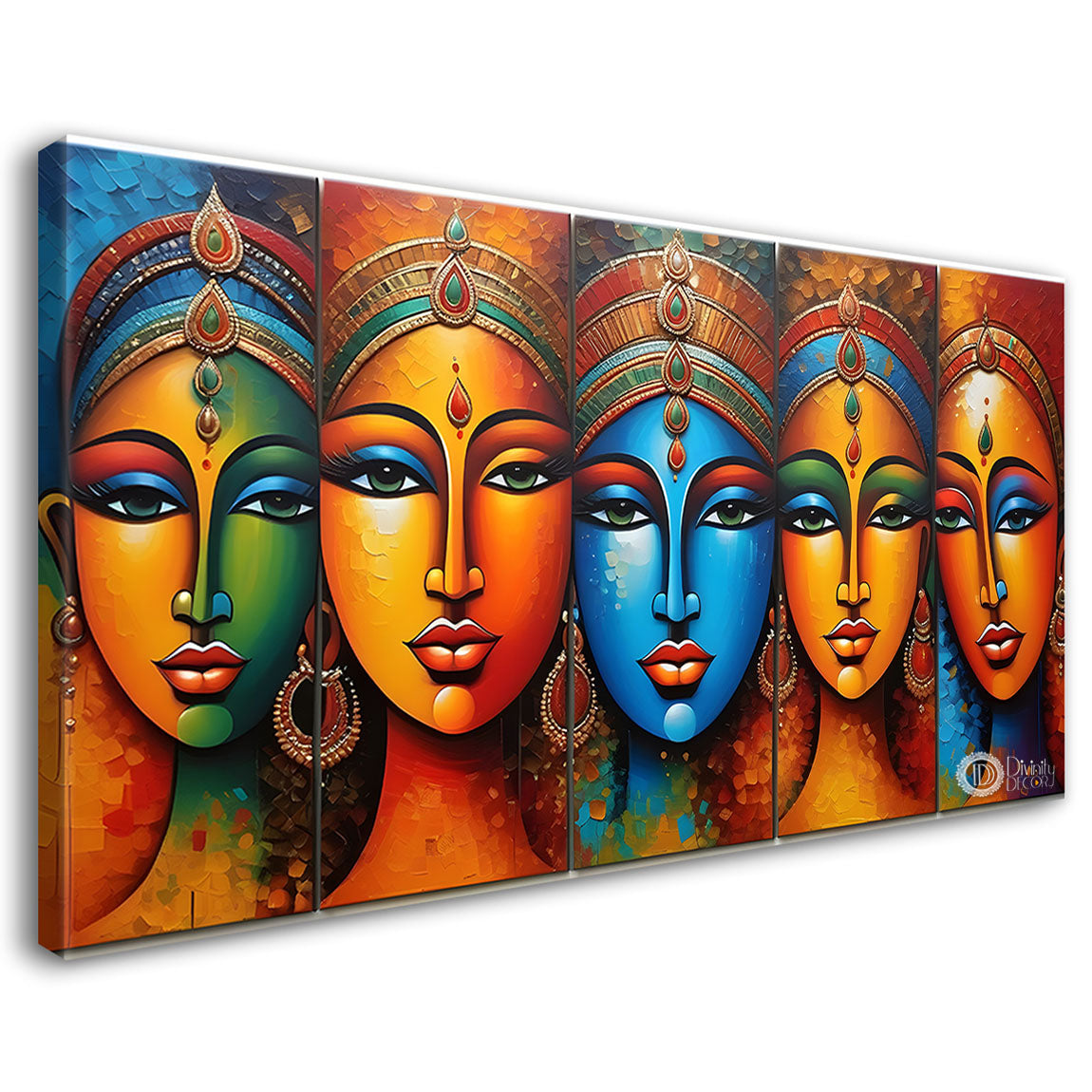 Beautiful tribal women textured modern art Canvas Painting - Design - Modern-L-353