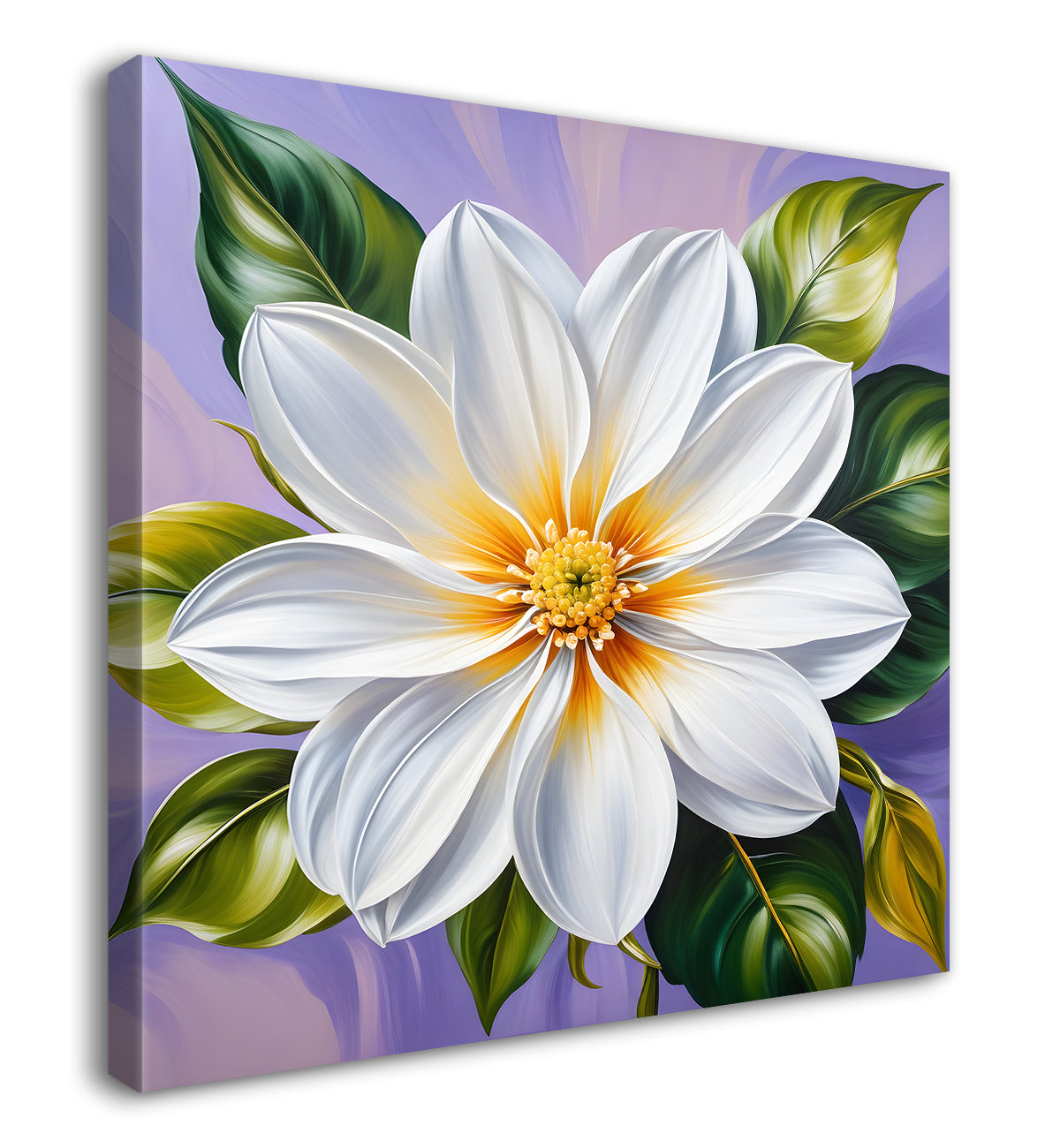 White flower in purple background painting  Flower-S-354