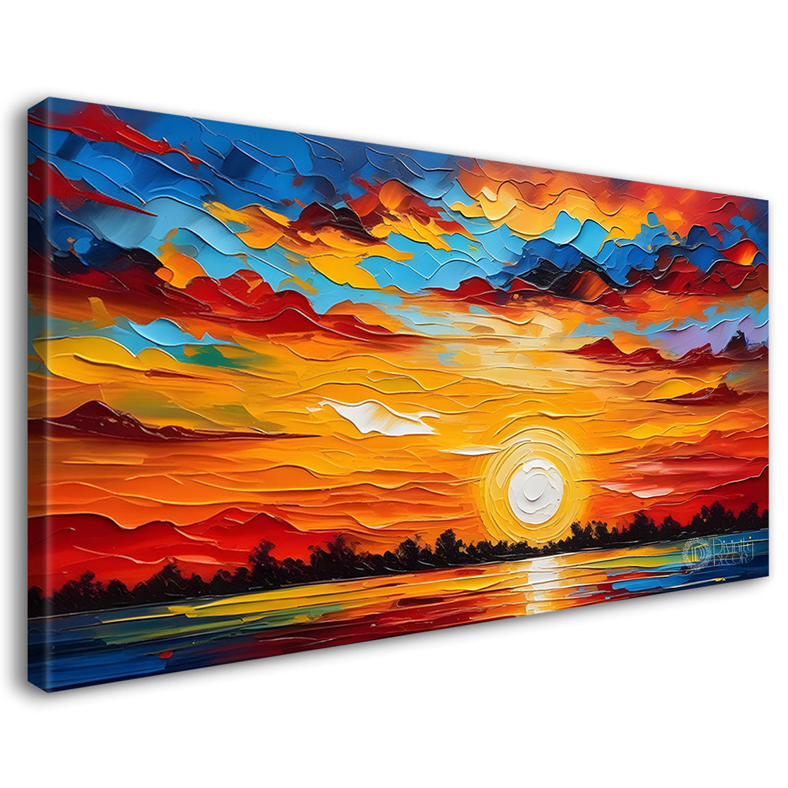 Sunset view in textured painting Canvas Painting - Nature Art -357