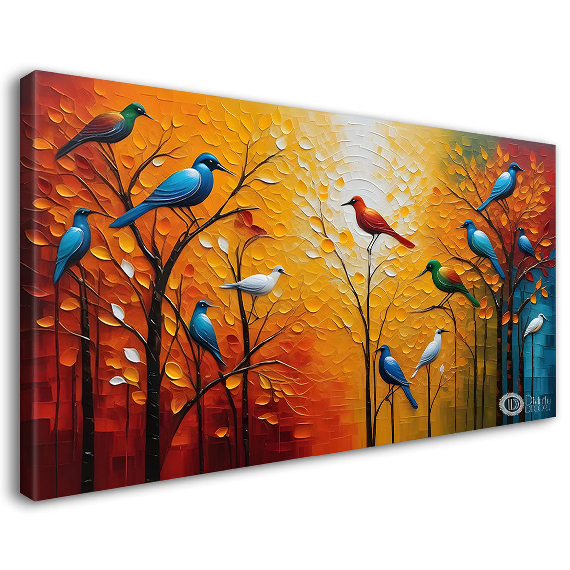 Birds in textured modern art Canvas Painting - Design - Modern-L-358