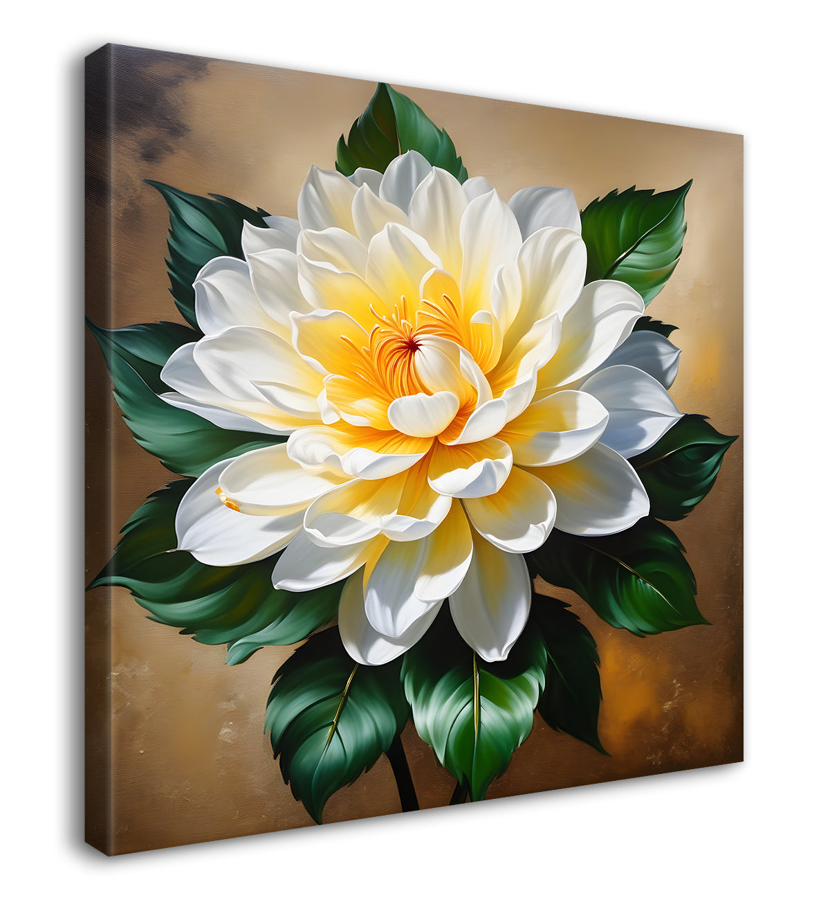 White flower in textured oil painting  Flower-S-359