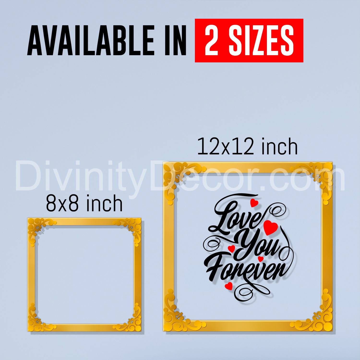 Love you forever Golden Plaque for Gifting, Wall Decor Clear UV print with Golden Border-35