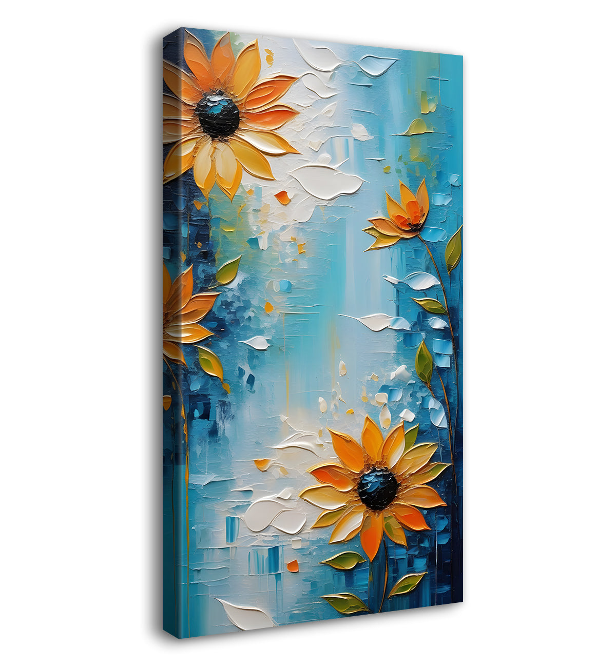 Sunflowers in blue background painting Canvas Painting - Nature Art -V-35