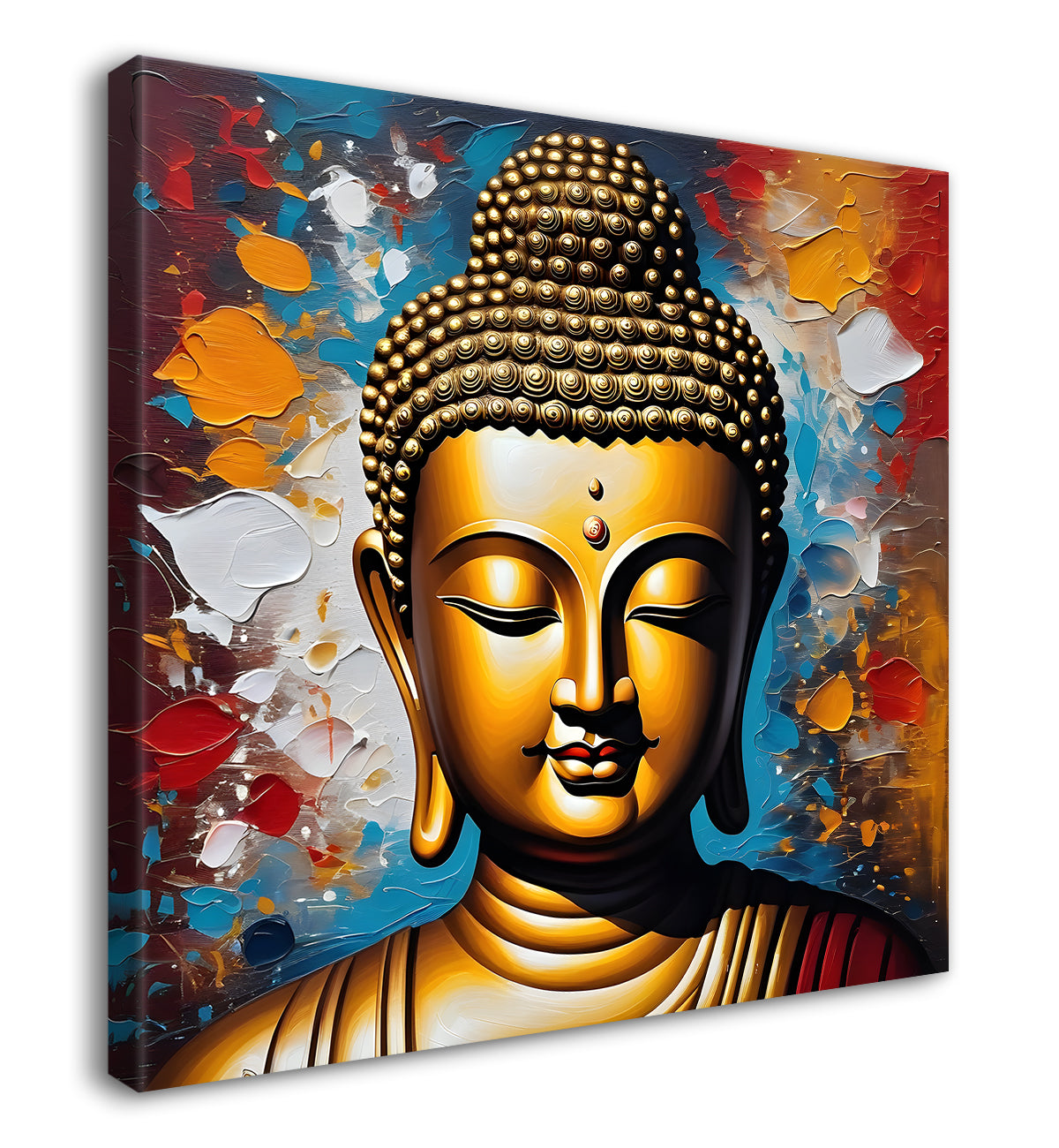 Golden Buddha Painting with textured color 24x24 inch Buddha-S-35