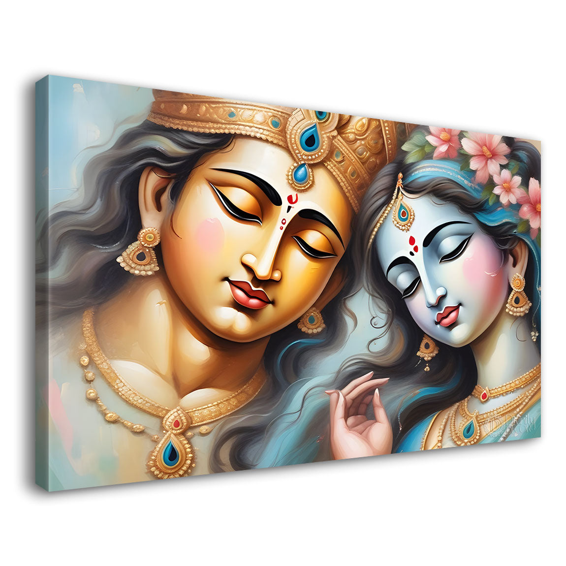 Radha and Krishna face in light textured painting Canvas Painting - Design - Krishna-35