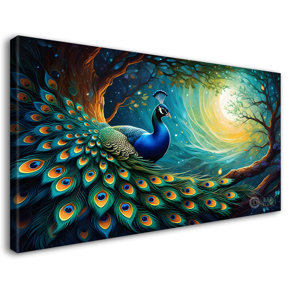 Peacock in bright colors oil painting Canvas Painting - Design - Peacock-36