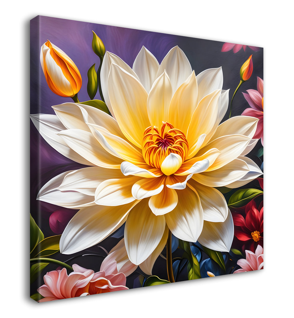 Yellow flower in textured oil painting  Flower-S-360