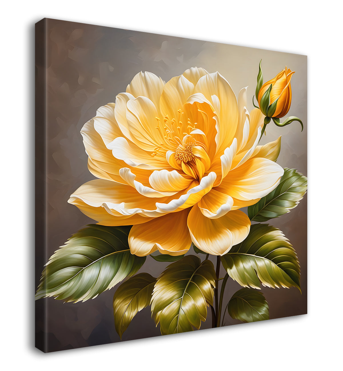 Yellow flower in textured oil painting  Flower-S-361