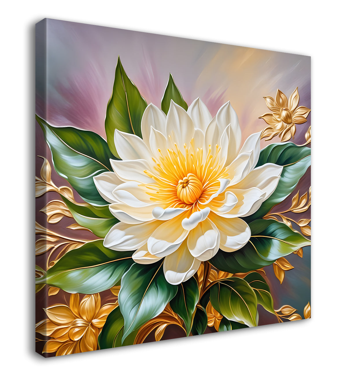 White flower in textured oil painting  Flower-S-362