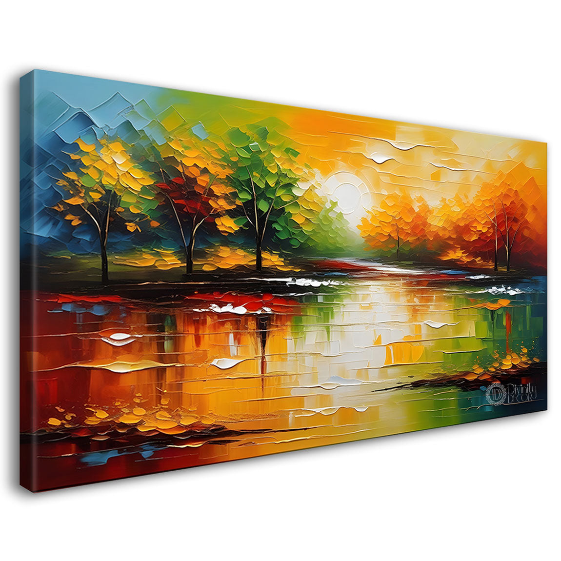 Colorful sunrise view textured painting Canvas Painting - Nature Art -363