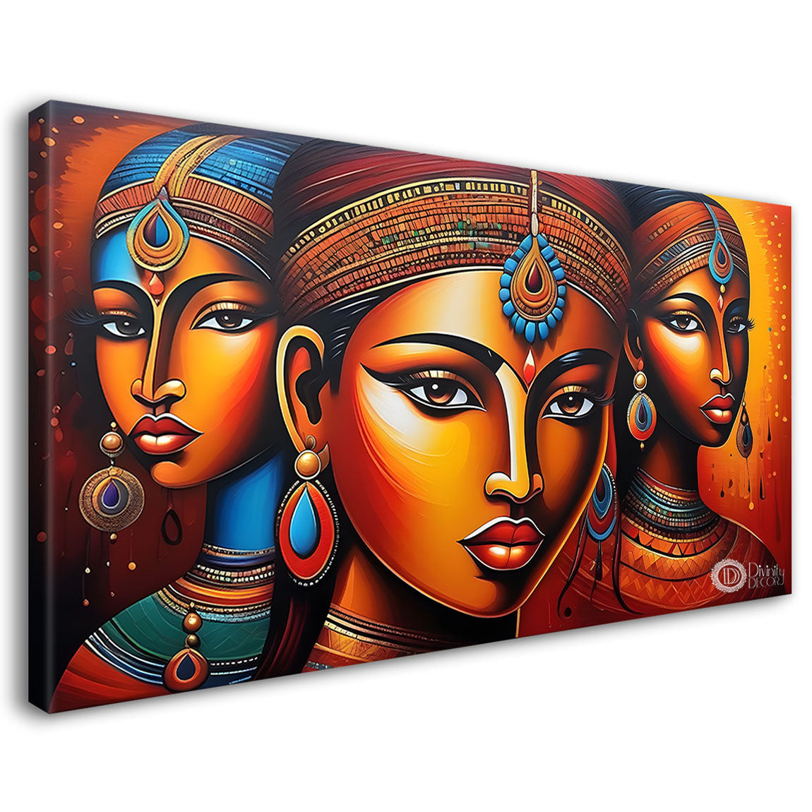 Beautiful tribal women textured modern art Canvas Painting - Design - Modern-L-364