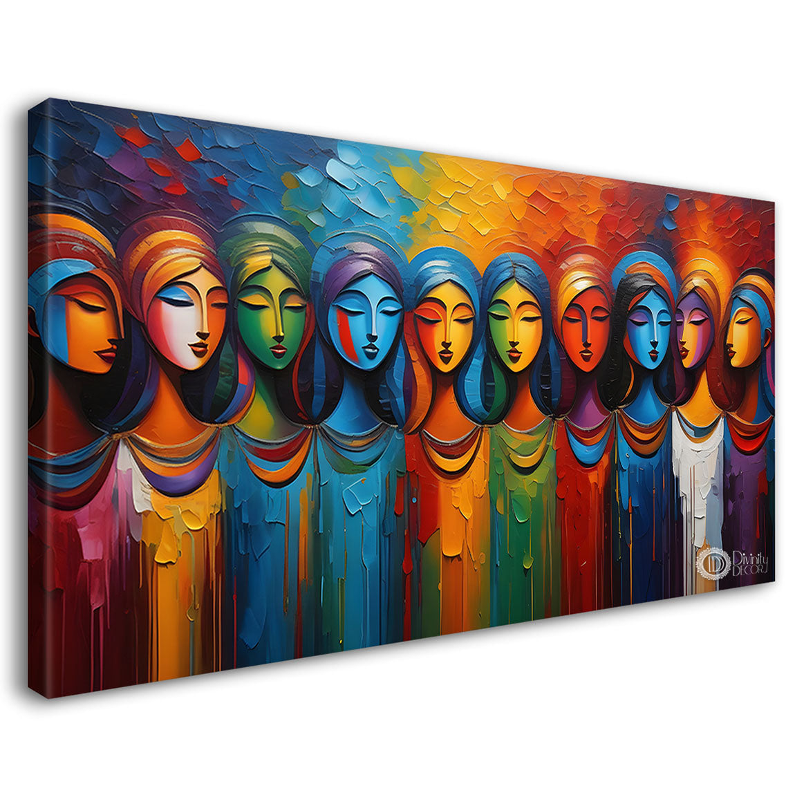 Multiple faces in textured modern art Canvas Painting - Design - Modern-L-365