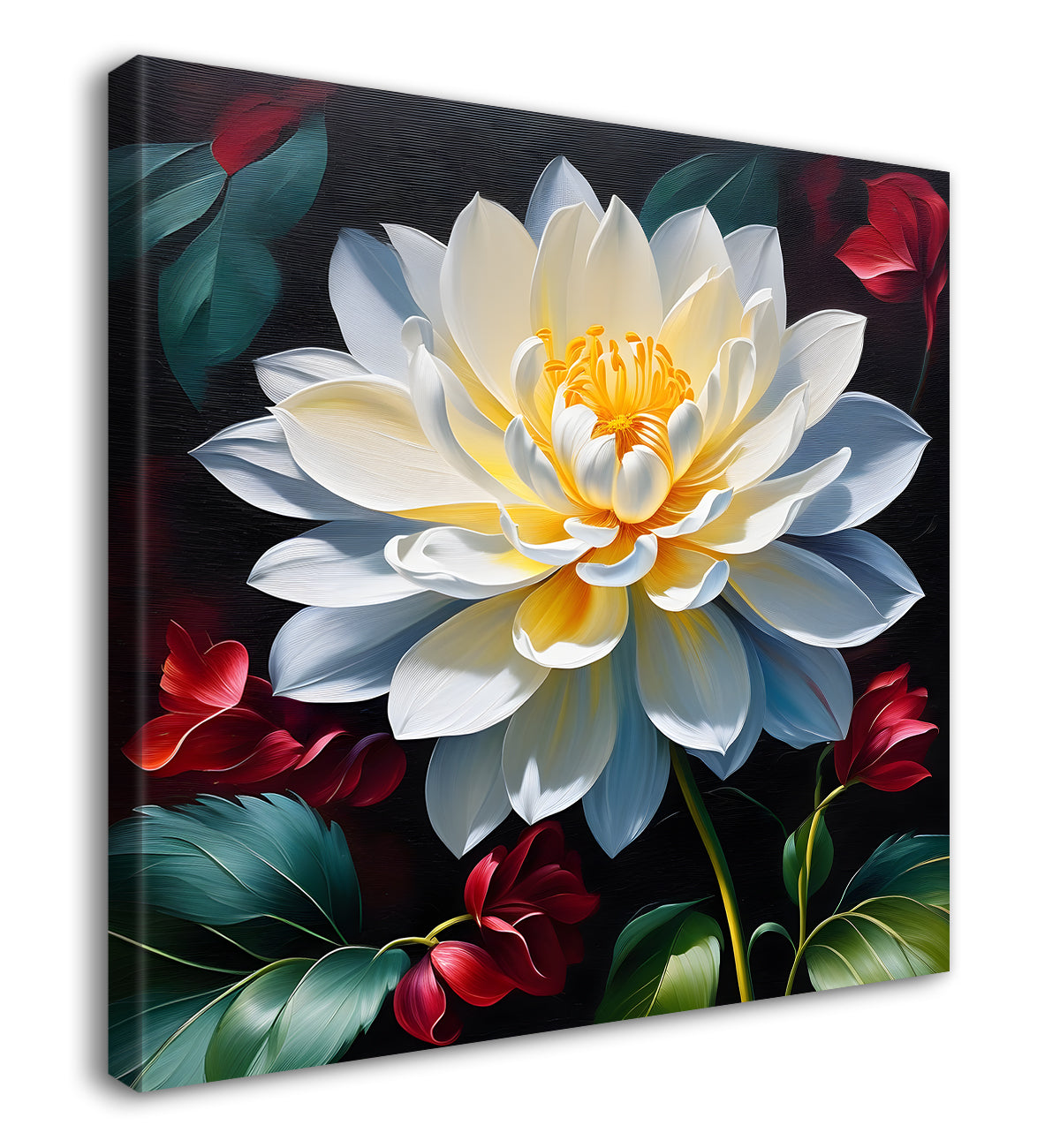 White flower in textured oil painting   Flower-S-367