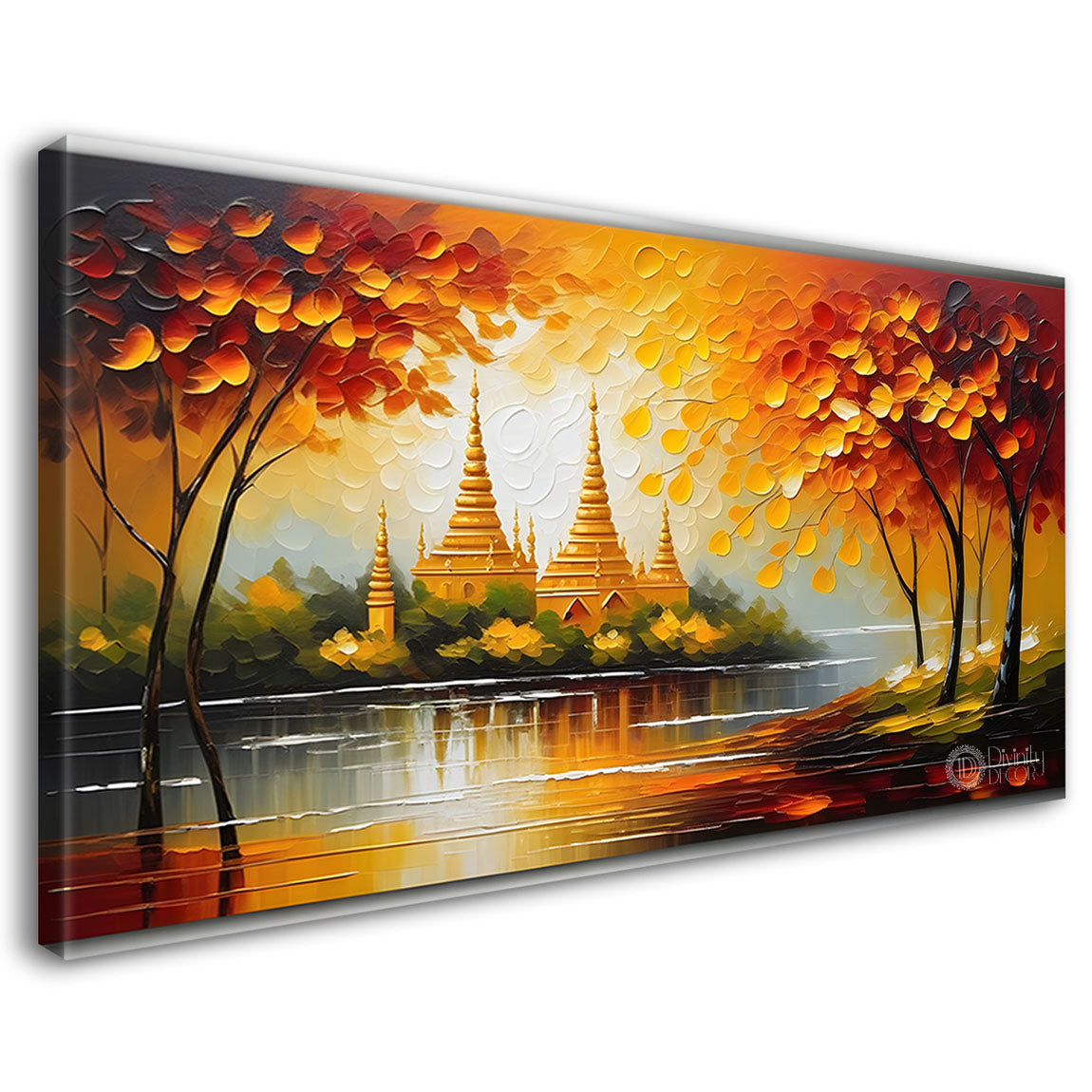 Orange trees with sun painting Canvas Painting - Nature Art -367