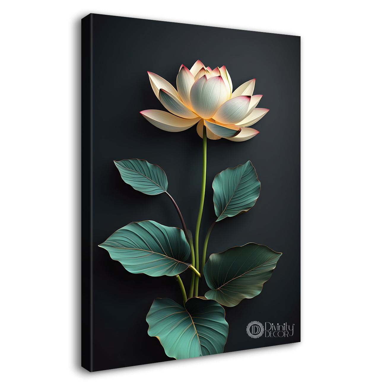 White flower in dark textured background painting- Flower-V-368