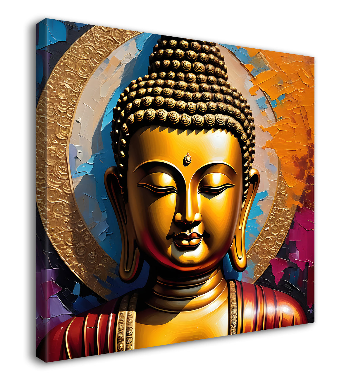 Golden Buddha Painting with textured color 24x24 inch Buddha-S-36