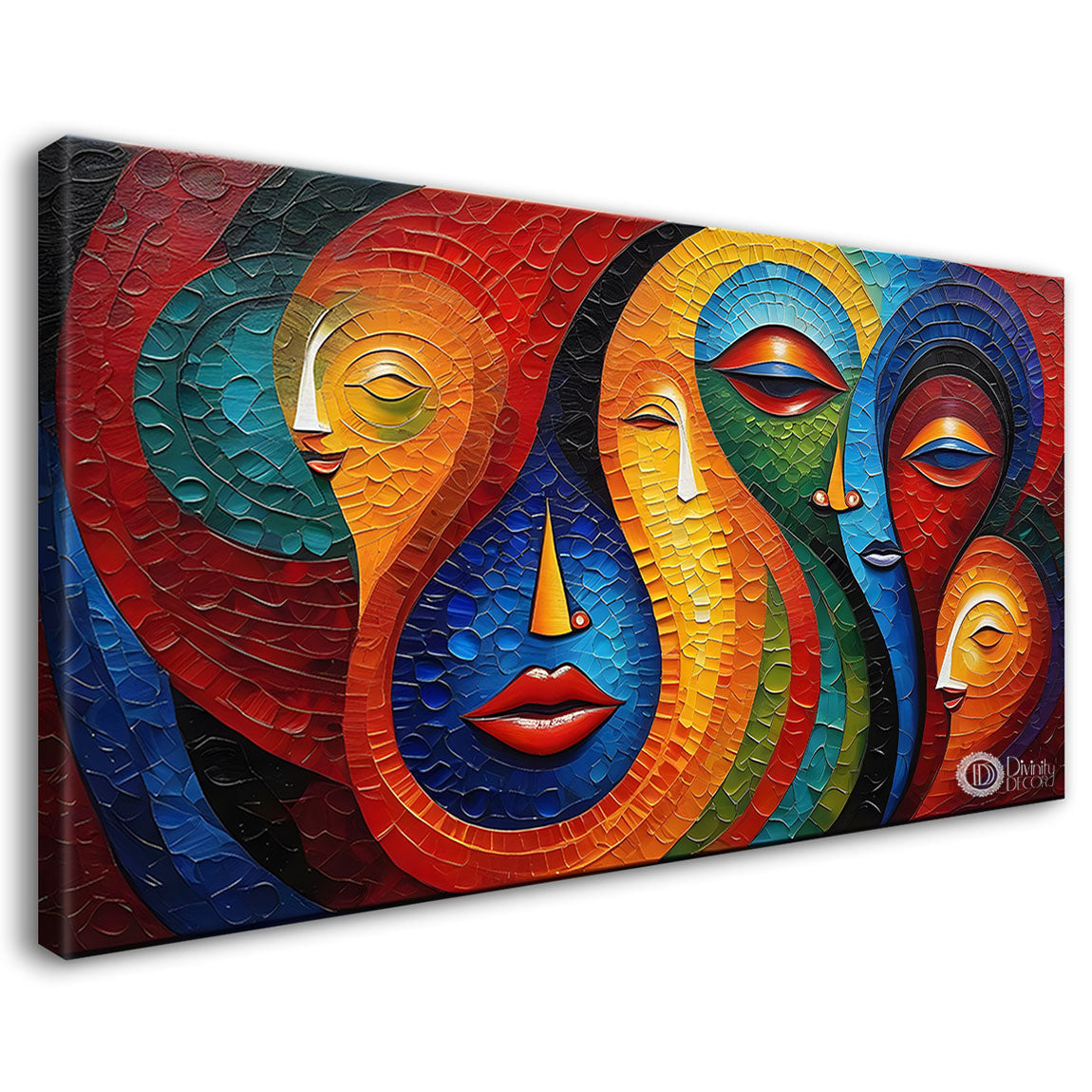 Face segment textured art Canvas Painting - Design - Modern-L-36