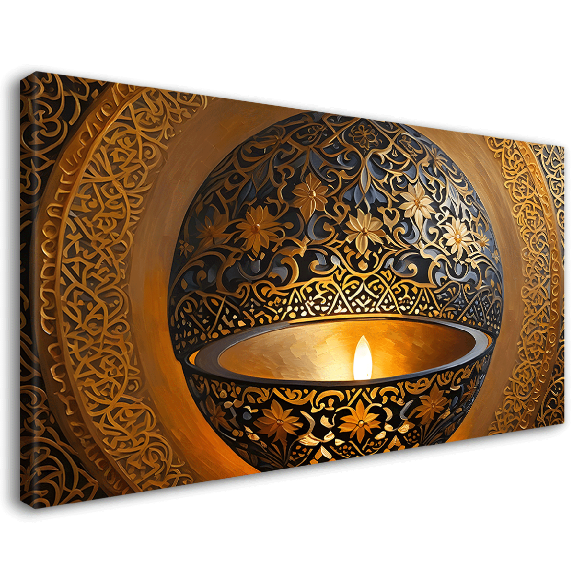 A small oil lamp in textured oil painting Canvas Painting - Islamic paintings - 37