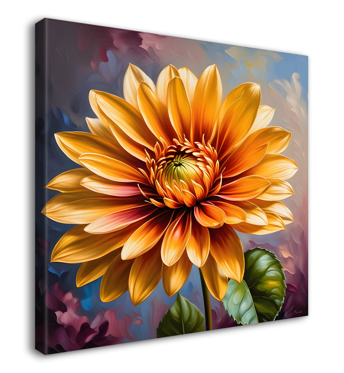 Yellow flower in textured oil painting  Flower-S-373