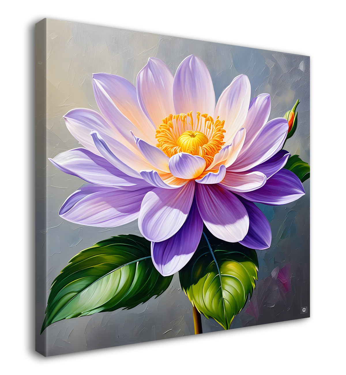 Purple flowers in grey textured painting   Flower-S-374