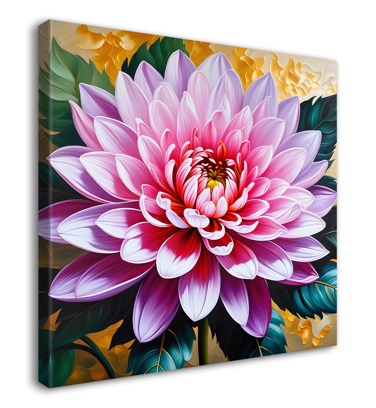 Pink flowers in textured painting    Flower-S-376