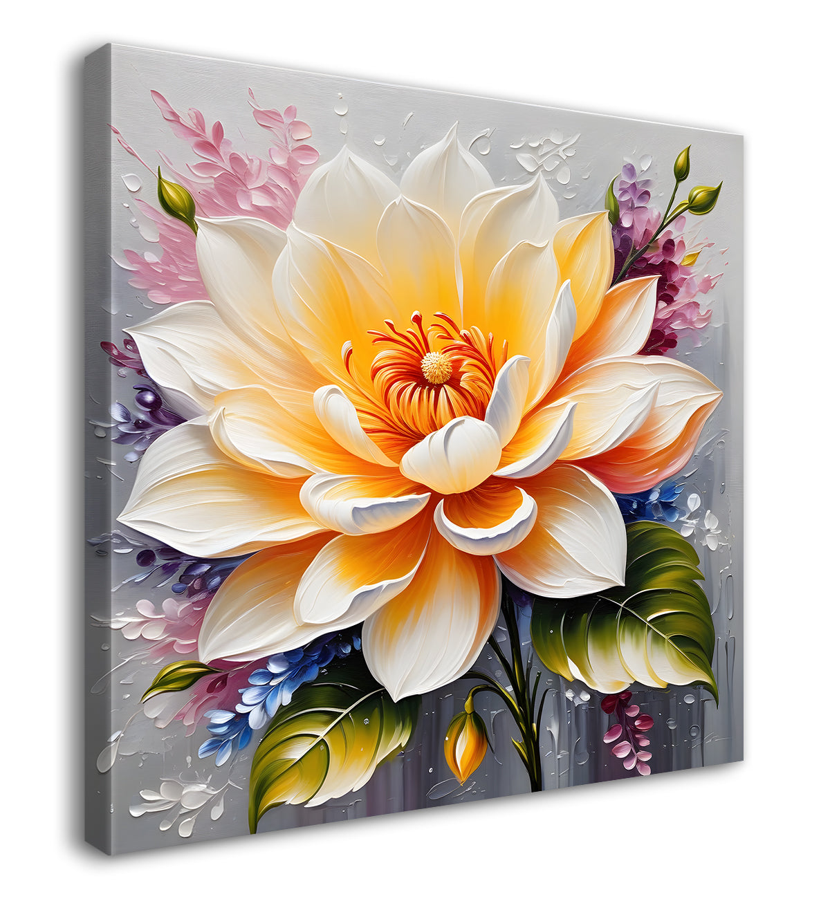 Yellow flower in textured oil painting   Flower-S-377