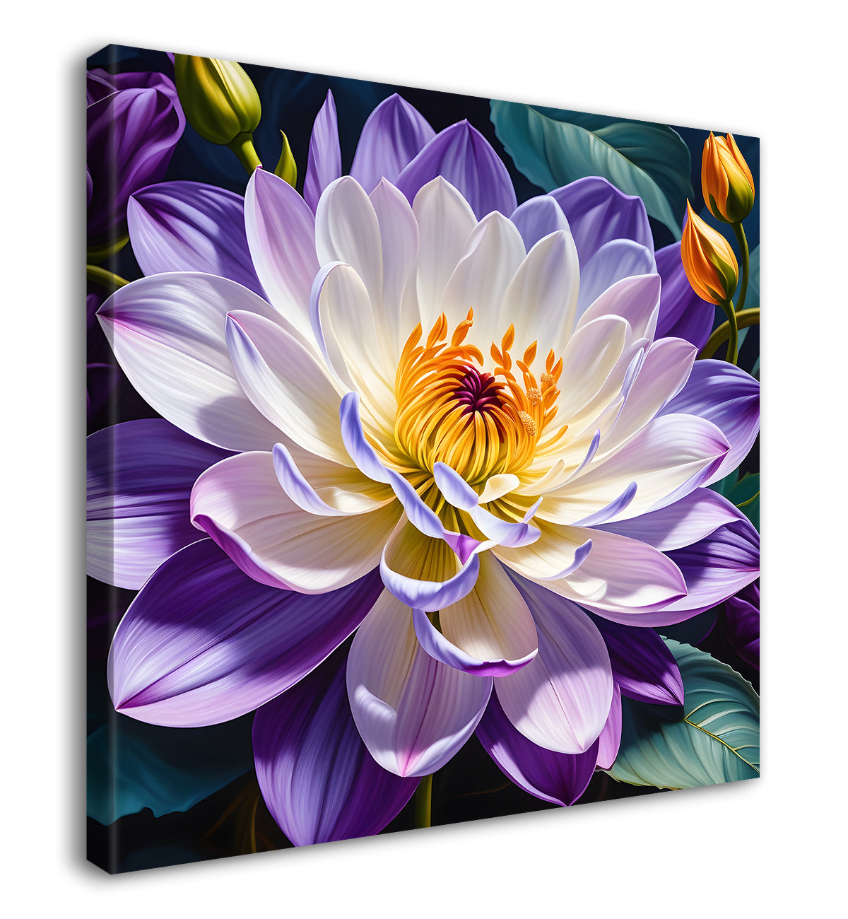 Purple flowers in grey textured painting   Flower-S-378