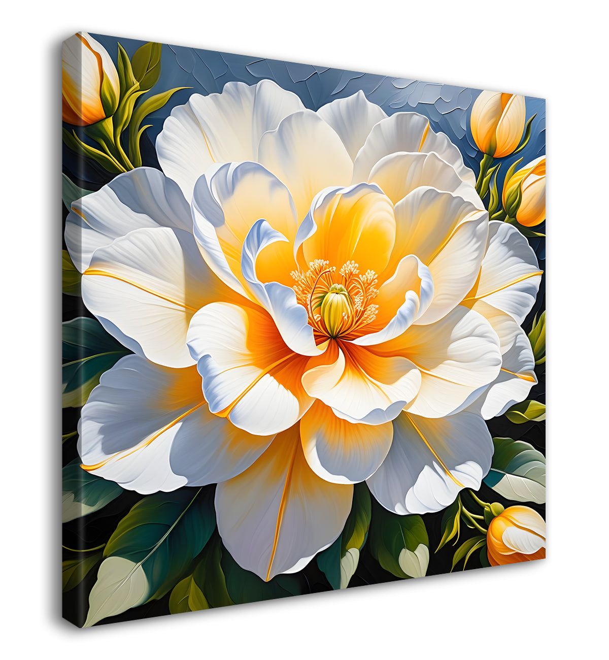 White flower in textured oil painting   Flower-S-379