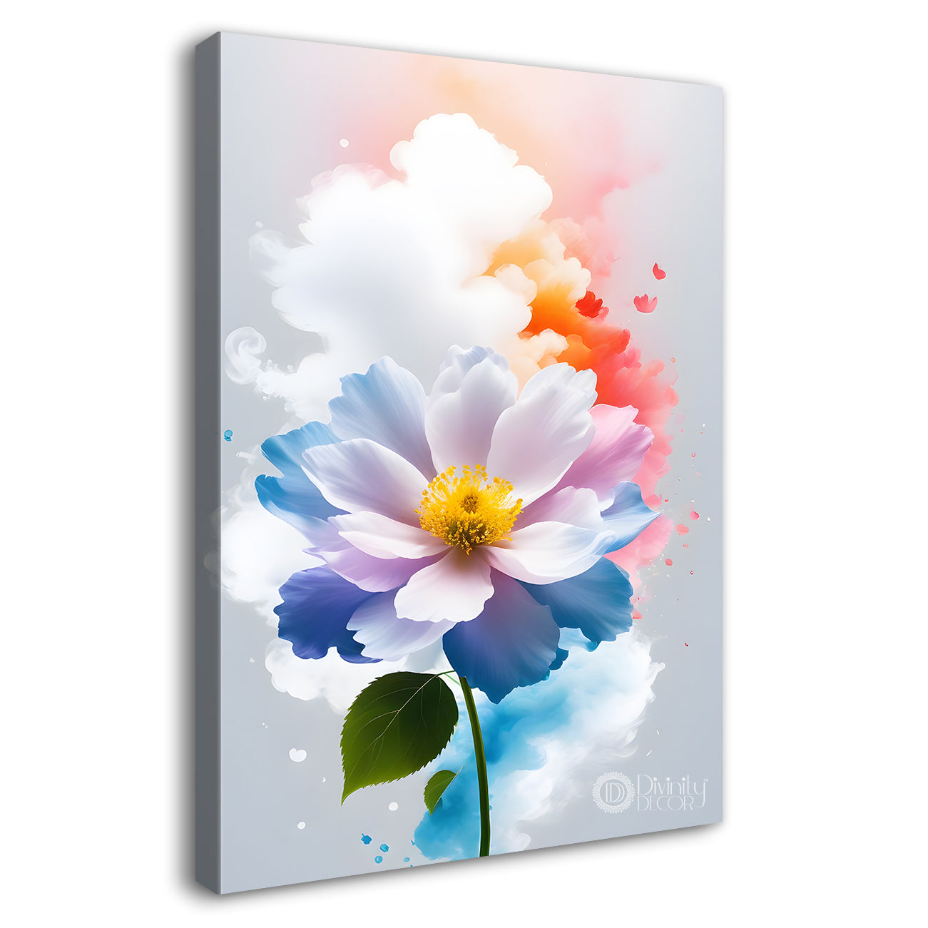 White flowers in water colour background - Flower-V-379