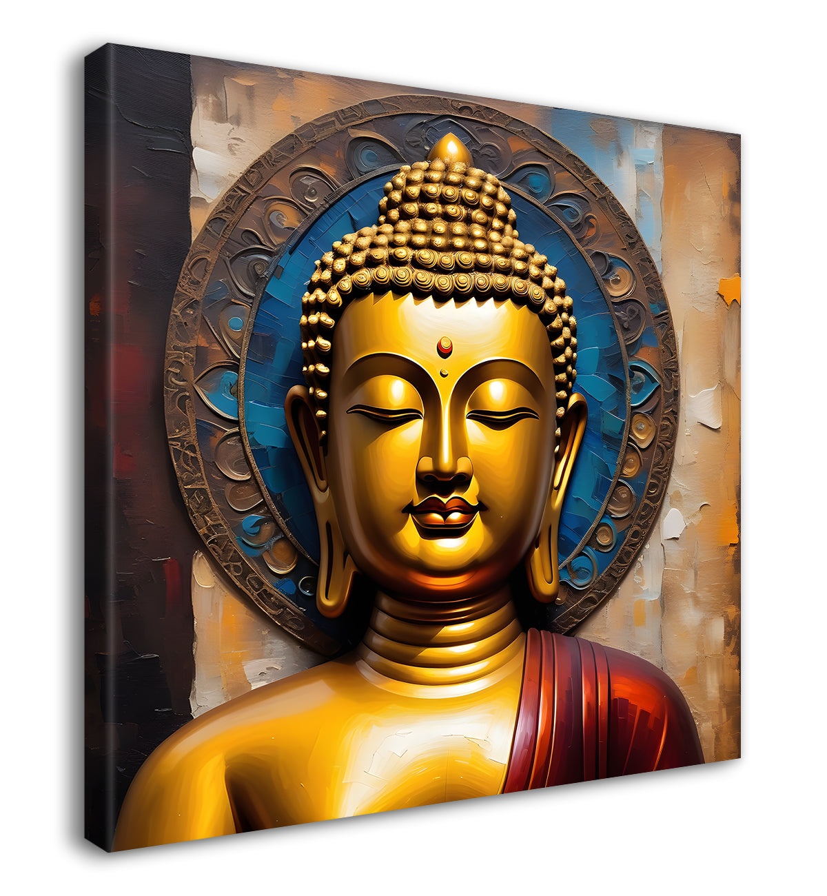 Golden Buddha Painting with textured color 24x24 inch Buddha-S-37